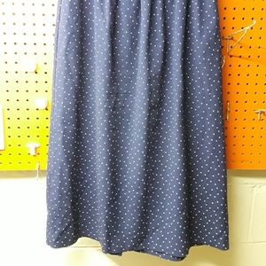 Vintage Teddi pull on skirt, navy poka dot